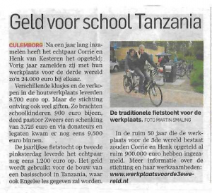 Krantenbericht fietstocht 2016